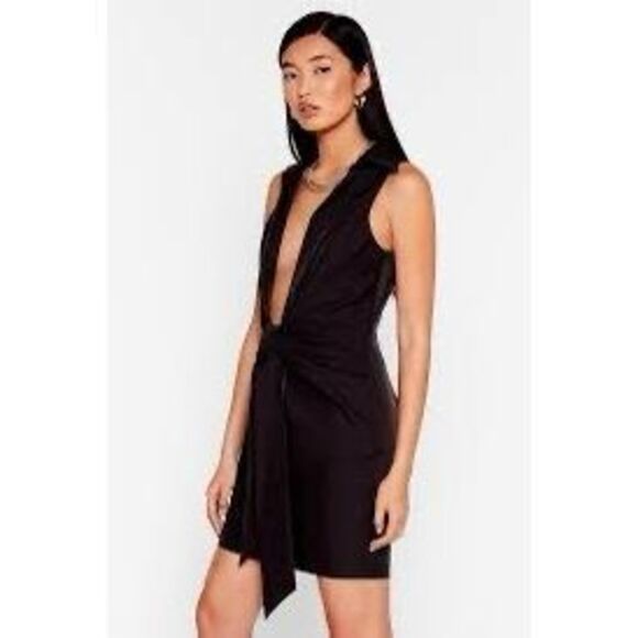 NWT Choosy plunging black mini dress Size 12 - Picture 1 of 7